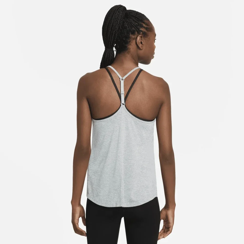 Nike One Elastika Tank Top Women Large Gray Standard Fit Racerback Active DAB299